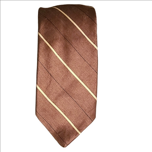 GUCCI CONTEMPO VINTAGE BROWN STRIPED DESIGNER MENS SKINNY SILK TIE